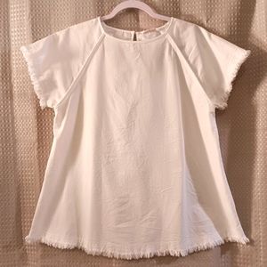 Elegant White Fringed Women's Top